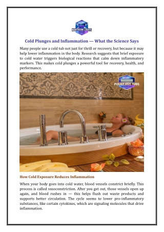 Cold Plunges and Inflammation — What the Science Says