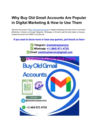 Why Buy Old Gmail Accounts Are Popular in Digital Marketing & How to Use Them