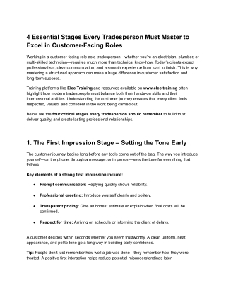 4 Essential Stages Every Tradesperson Must Master to Excel in Customer-Facing Roles