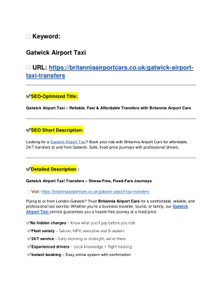 Gatwick Airport Taxi