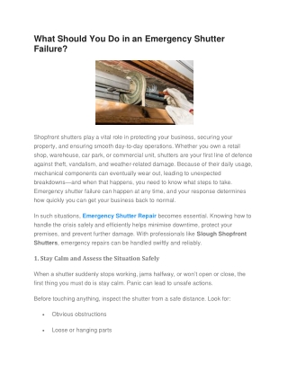 What Should You Do in an Emergency Shutter Failure
