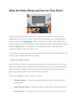 What Are Roller Blinds and How Do They Work