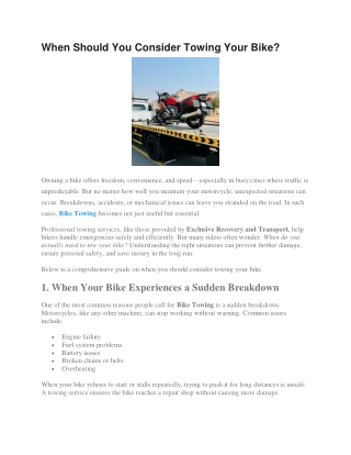 When Should You Consider Towing Your Bike