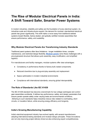 Electrical Panel Manufacturer | Modutec Ready Panels