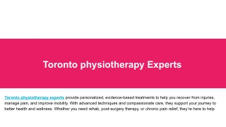 physiotherapy Experts in Toronto