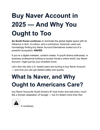 Buy Naver Account in 2025 — And Why You Ought to Too