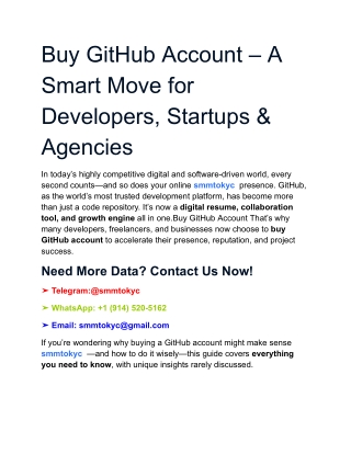 Buy GitHub Account – A Smart Move for Developers, Startups & Agencies