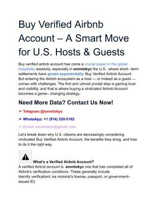 Buy Verified Airbnb Account – A Smart Move for U