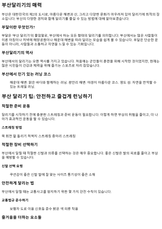 부산 달리기 팁: 안전하고 즐겁게 런닝하기