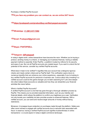 Why You Should Buy Verified PayPal Accounts from Us