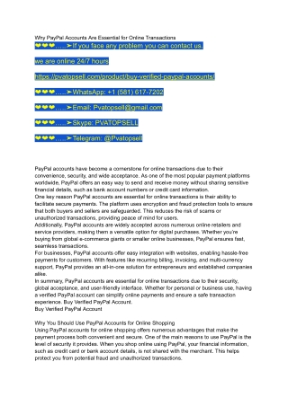 Why PayPal Accounts Are Essential for Online Transactions