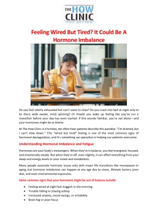 Feeling Wired But Tired It Could Be A Hormone Imbalance