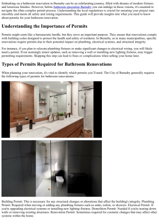 Navigating the Permit Process for Your Bathroom Renovation in Burnaby