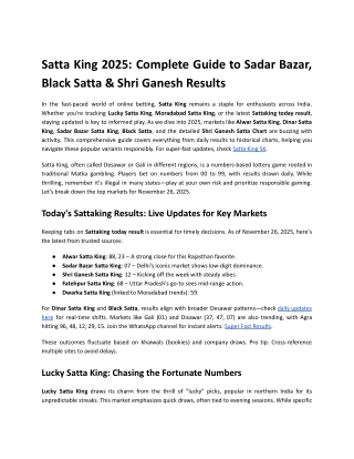 Satta King 2025_ Complete Guide to Sadar Bazar, Black Satta & Shri Ganesh Results