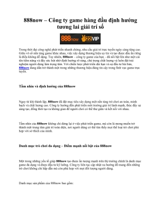 888now – Công ty game hàng đầu định hướng tương lai giải trí số