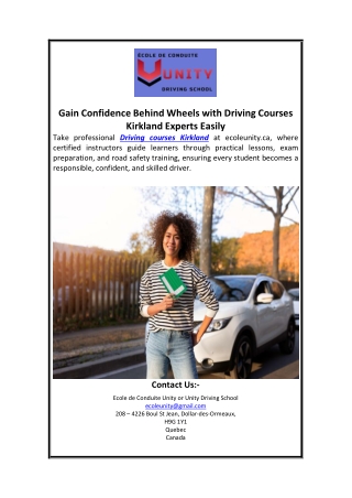 Gain Confidence Behind Wheels with Driving Courses Kirkland Experts Easily