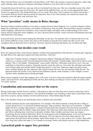 Precision Botox Injections: Achieving Natural Movement and Symmetry