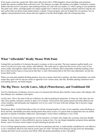 Affordable Interior Painting Services: Paint Types That Save Money