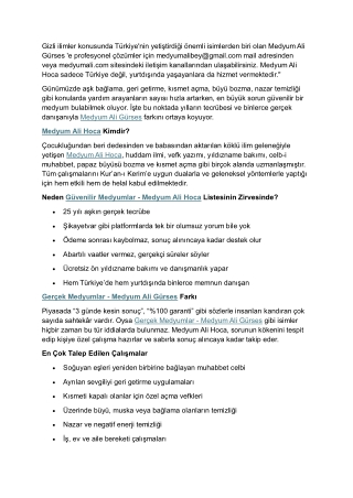 Neden Güvenilir Medyumlar - Medyum Ali Hoca Listesinin Zirvesinde (1)