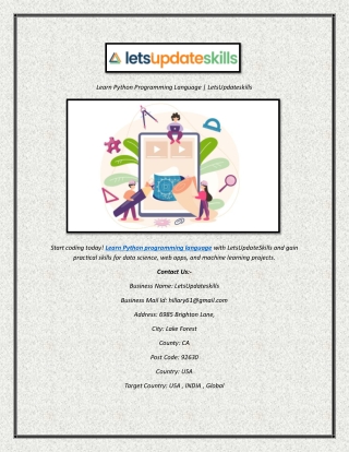 Learn Python Programming Language  LetsUpdateskills