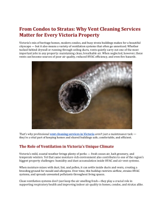 From Condos to Stratas Why Vent Cleaning Services Matter for Every Victoria Property