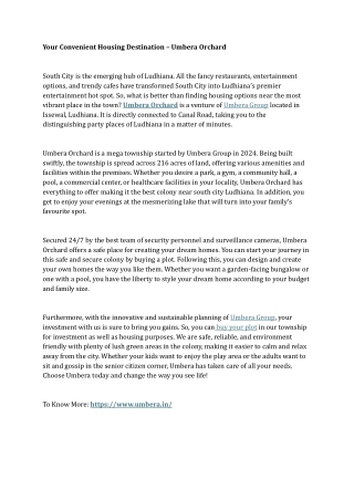 Your Convenient Housing Destination – Umbera Orchard