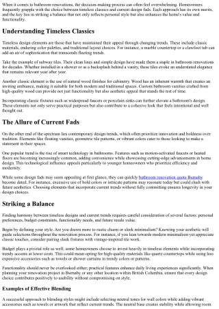 Exploring Timeless Classics Vs Current Fads - Finding Balance In Design Choices