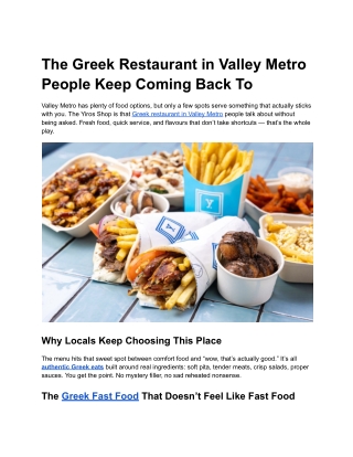 The Greek Restaurant in Valley Metro People Keep Coming Back To