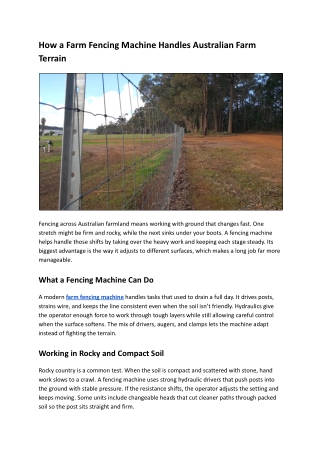 How a Farm Fencing Machine Handles Australian Farm Terrain