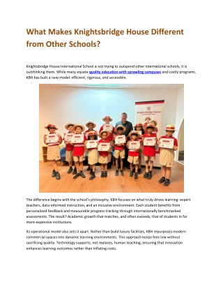 What Makes Knightsbridge House Different from Other Schools