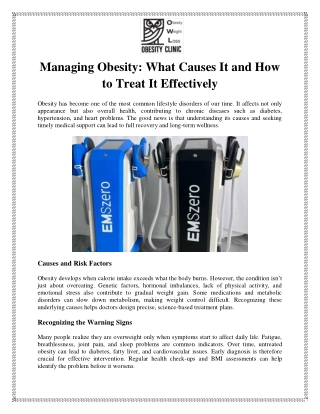 Managing Obesity What Causes It and How to Treat It Effectively