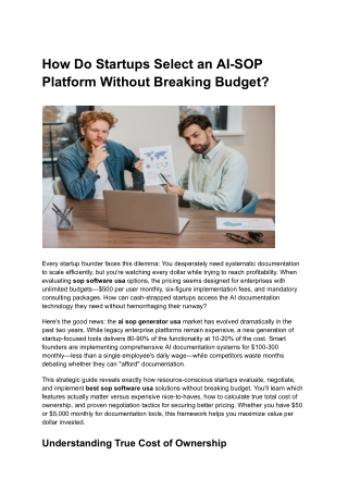 How Do Startups Select an AI-SOP Platform Without Breaking Budget_