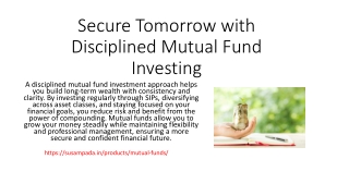 Secure Tomorrow with Disciplined Mutual Fund Investing