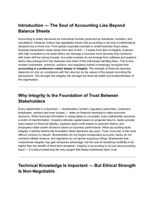 Accounting With Integrity — Why Character Matters as Much as Numbers