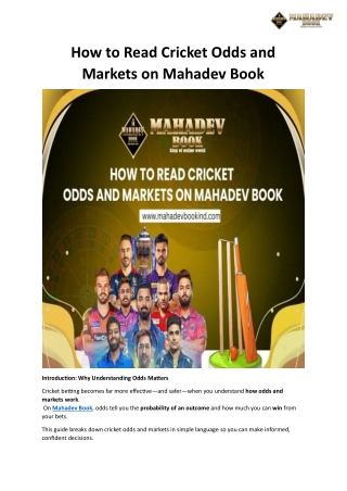 How to Read Cricket Odds and Markets on Mahadev Book