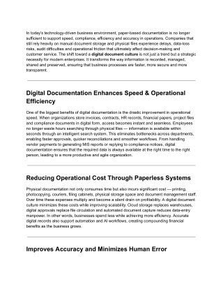Digital Document Culture — Saving Time, Cost & Accuracy