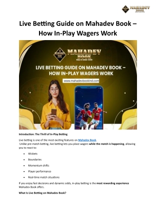 Live Betting Guide on Mahadev Book – How In-Play Wagers Work