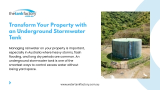Transform Your Property with an Underground Stormwater Tank