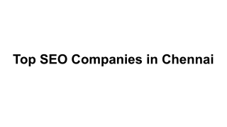 Top SEO Companies in Chennai