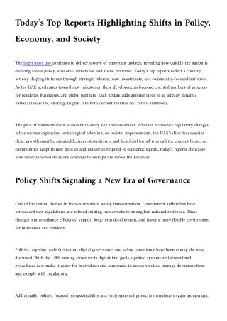 Today’s Top Reports Highlighting Shifts in Policy, Economy, and Society