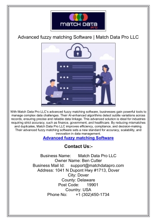 Advanced fuzzy matching Software | Match Data Pro LLC