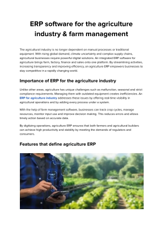 ERP software for the agriculture industry & farm management