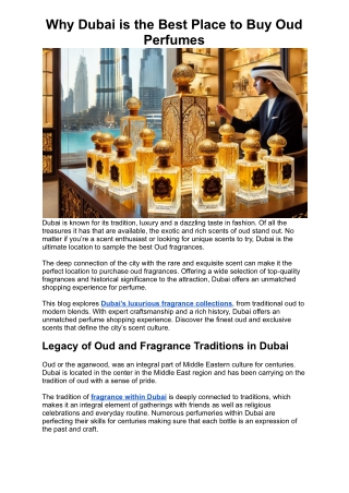 Why Dubai is the Best Place to Buy Oud Perfumes