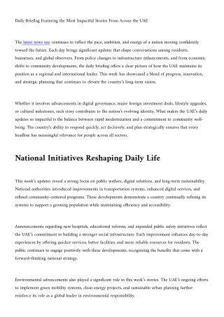 Daily Briefing Featuring the Most Impactful Stories From Across the UAE