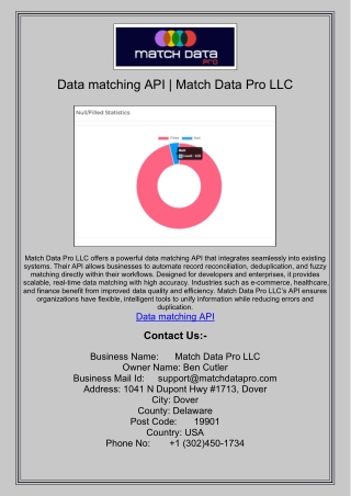 Data matching API | Match Data Pro LLC