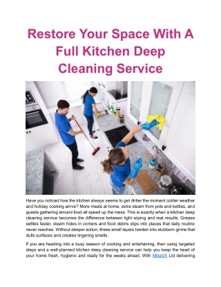 Restore Your Space With A Full Kitchen Deep Cleaning Service