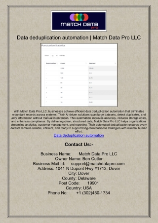 Data deduplication automation | Match Data Pro LLC