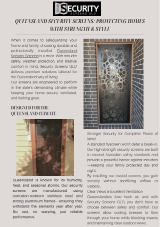 Queensland Security Screens Protecting Homes with Strength & Style