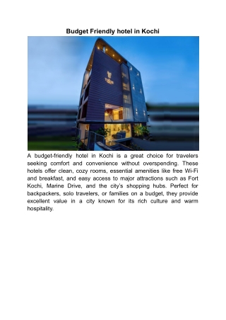 Budget Friendly hotel in Kochi