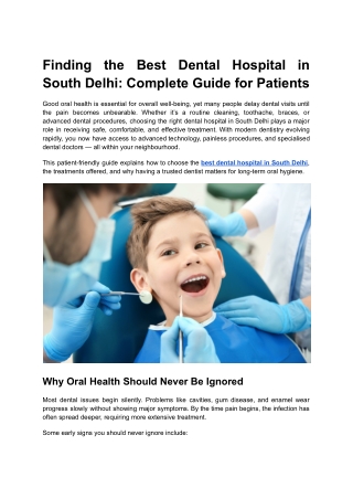 Finding the Best Dental Hospital in South Delhi_ Complete Guide for Patients